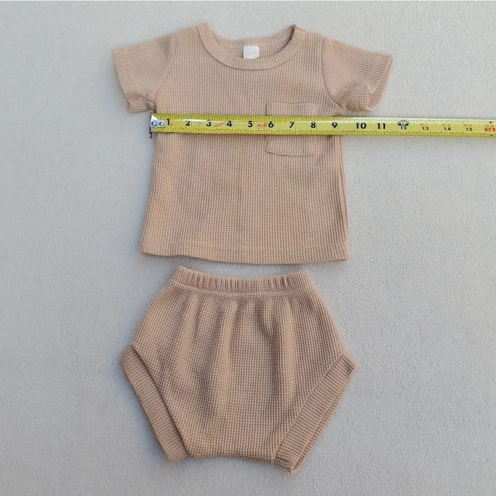 Shein waffle knit short sleeve shirt and briefs set Size 9-12 Months